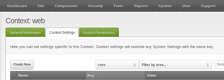 MODX CONTEXT SETTINGS